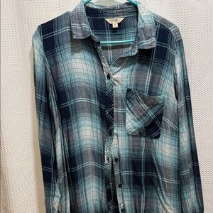 Women’s Blue Plaid Shirt sz 0x